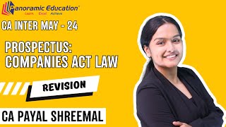 CA Inter Law Revision Chapter 3 Prospectus Companies Act Law May 24  CA Payal Shreemal [upl. by Domela]