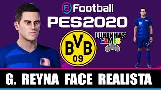 PES 20  GIOVANNI REYNA  BORUSSIA DORTMUND  FACE REALISTA  LOOK ALIKE  HOW TO MAKE  TUTORIAL [upl. by Stoughton]