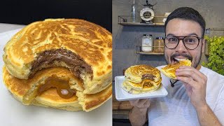 PANQUECA AMERICANA RECHEADA NUTELLA OU DOCE DE LEITE  Thigas Ribeiro [upl. by Ayo371]