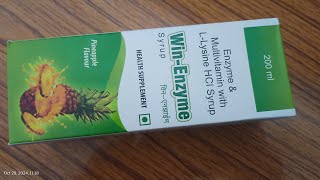 Win Enzyme multivitamins with L lysine hcl syrup 200ml [upl. by Aehr]