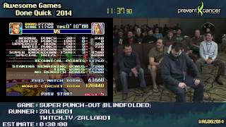 Super PunchOut Blindfolded Speed Run Live 02409 SNES by Zallard1 AGDQ 2014 [upl. by Arrek]