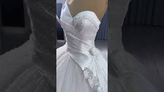 Modest  Simple White Beading Sequins Satin Wedding Dresses [upl. by Atnoed]