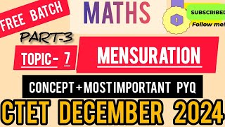 CTET MATHS  MENSURATION PART 3 ctet2024 [upl. by Azial]