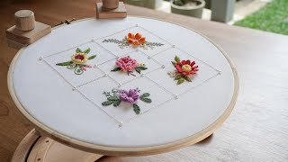 5 Beautiful Embroidery Flowers  HandiWorks Tutorial [upl. by Bussy]