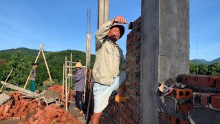 Ground floor construction concrete columns brick walls  Builder Vietnam [upl. by Anitsirc]