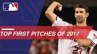 Check out the best ceremonial first pitches from sports stars celebrities and heroes in 2017 [upl. by Wendelina]