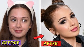 FULL GLAM Transformation  Black Smokey Eye Makeup Tutorial [upl. by Sicnarf827]