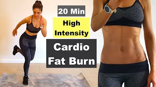 20 Min High Intensity Cardio Fat Burn Workout  No Equipment [upl. by Barbaraanne]