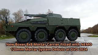 New Boxer 8x8 Mortar Carrier Fitted with NEMO 120mm Mortar System Debuts at DVD 2024 [upl. by Kazue]