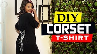 DIY Corset TShirt  Tutorial [upl. by Ylahtan458]