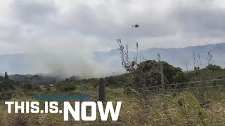 Hawaii Island crews douse hotspots from brush fire that damaged structures vehicles [upl. by Oidivo]