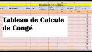 Tableau de planning professionnel de calcule de congé de personnel et ouvrier [upl. by Halika]