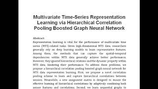 Multivariate Time Series Representation Learning via Hierarchical Correlation Pooling Boosted Graph [upl. by Ayna594]