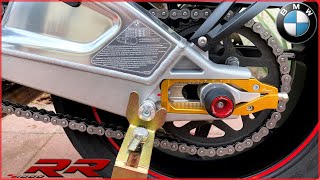 BMW S1000RR  Maintenance  Adjusting my chain with LighTech chain adjusters [upl. by Toni]