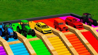 TRANSPORTING SIX COLOR DODGE DURANGO VALTRA VALMET McCORMICK VTDRIVE CASE AGRICULTURE  FS 22 [upl. by Catt]