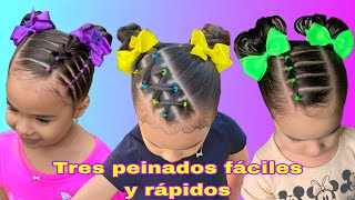 3 INCREÍBLES PEINADOS FÁCILES BONITOS Y RÁPIDOS PARA NIÑASPEINADOS PARA BEBÉS [upl. by Yhcir746]