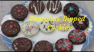 Quick and easy Chocolate dipped cookies recipe  chocolate covered biscuit [upl. by Ahsinet134]