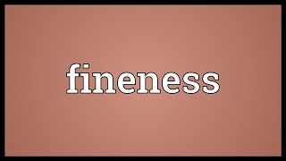 Fineness Meaning [upl. by Nwahsav]