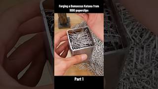 1000 paperclips Knife Part 1  craftsman welding forging making machine steel wood damascus [upl. by Butcher]