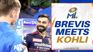 When Dewald Brevis met Virat Kohli  Mumbai Indians DewaldBrevis ViratKohli MumbaiIndians [upl. by Reeba]