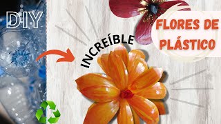 Cómo hacer una FLOR reciclando BOTELLAS DE PLÁSTICO 2  magicojardin [upl. by Aicirtam]