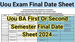 Uou BA First Or Second Semester Final Date Sheet 2024  Uou Exam Date Sheet 2024  Uou Assignment [upl. by Mobley]