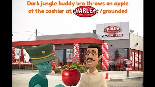 Dark jungle buddy bro throws an apple at the cashier at charleys philly steaksgrounded [upl. by Aihsaei930]