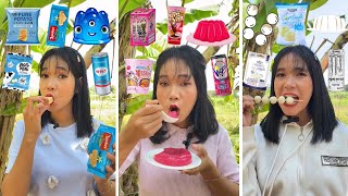 Random Eat Three Colors  Sky Blue 🩵 Foods Pink 🩷 Foods White ⚪️ Foods  Colors Eat ASMR MUKBANG [upl. by Audrit]