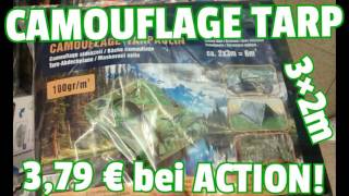 ✔ CAMOUFLAGE TARP f 379 €  Action Markt 3x2m  LOW BUDGET GEAR [upl. by Amethyst]