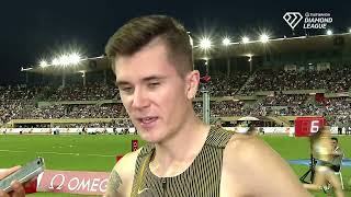 Jakob Ingebrigtsen after his 32783 1500m win at the Lausanne Diamond League [upl. by Ihn]