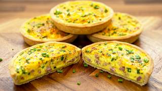 Quiche Bacon Cheese n Onion 4 simple mouthwatering mini quiches [upl. by Hadden]