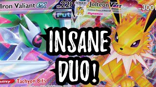 Jolteon VMax and Iron Valiant ex Combo is RIDICULOUS Pokemon Live TCG [upl. by Kessiah]