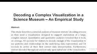 Decoding a Complex Visualization in a Science Museum – An Empirical Study [upl. by Sugar]