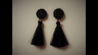 ARETES TEJIDOS EN MOSTACILLA Y ADORNADOS CON BORLAS PASO A PASO Mostacilla naely [upl. by Shepperd]