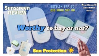 ESTELIN Spf 80 And BIO AQUA Spf 60 Review [upl. by Akissej]