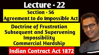 Lecture22 Sec56 Agreement to do Impossible Act Doctrine of Frustration Supervening Impossibility [upl. by Tisman]