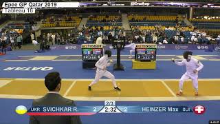 2019 387 T16 03 M E Individual Doha QAT GP YELLOW HEINZER SUI vs SVICHKAR UKR [upl. by Glenna668]