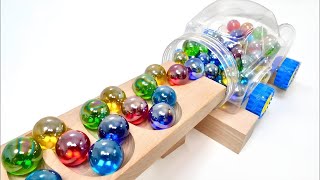 Marble Run ♡ Rain Gutter amp Wooden Rail Handmade Course ㏌ Sandy Beach [upl. by Tlok]