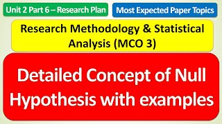 MCO 3  DETAILED CONCEPT OF NULL HYPOTHESIS  UNIT 2 PART 6 MISSION 70  EXAM MOST EXPECTED TOPICS [upl. by Placida231]