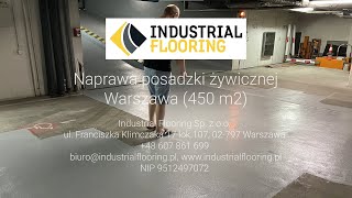 Naprawa posadzki żywicznej  Warszawa 450 m2  Industrial Flooring Sp z oo [upl. by Akinod]