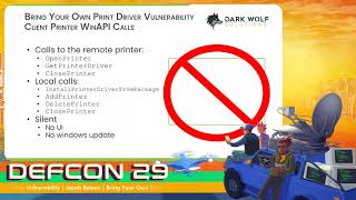 DEF CON 29  Jacob Baines  Bring Your Own Print Driver Vulnerability [upl. by Irak591]