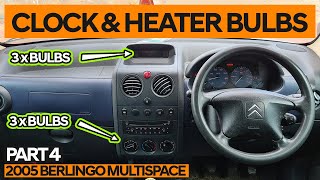 Citroen Berlingo CLOCK and HEATER bulb REPLACEMENT [upl. by Kenna]