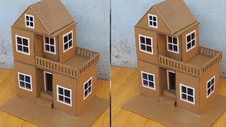 Cardboard House Making For School ProjectDIY Miniature Cardboard House [upl. by Julis]