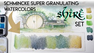 Schmincke Super Granulating Watercolours  SHIRE set review wcloseups and painting test [upl. by Yruok]