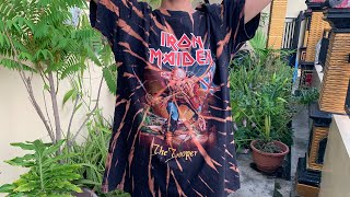 Reverse Tie Dye Bleach Vintage Iron Maiden T Shirt How To DIY [upl. by Adnavoj323]