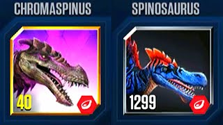 CHROMASPINUS VS SPINOSAURUS  JURASSIC WORLD THE GAME [upl. by Neraj]