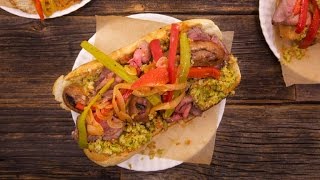 Italian Combo Hoagies with Roast Beef Hot Sausage Peppers and Onions [upl. by Markman130]