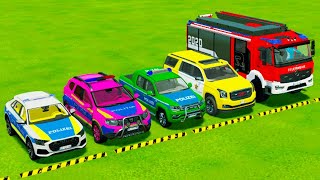 TRANSPORTING PIXAR CARS amp FRUITS WITH COLORED amp JOHN DEERE vs CLAAS vs TRACTORS  BeamNGdrive 983 [upl. by Yttap]