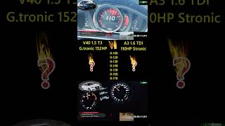 V40 VS A3  2019 Volvo V40 15 T3 Geartronic 152HP VS 2015 A3 Sedan 16 TDI KİM DAHA HIZLI shorts [upl. by Liahkim13]