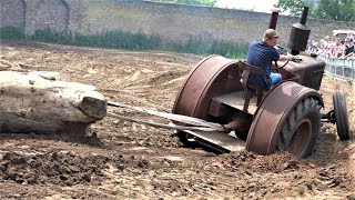 Oldtimer Motoren am Limit beim Baumstamm ziehen XXL Treckertreffen in GochAsperden 28052023 [upl. by Sellers]